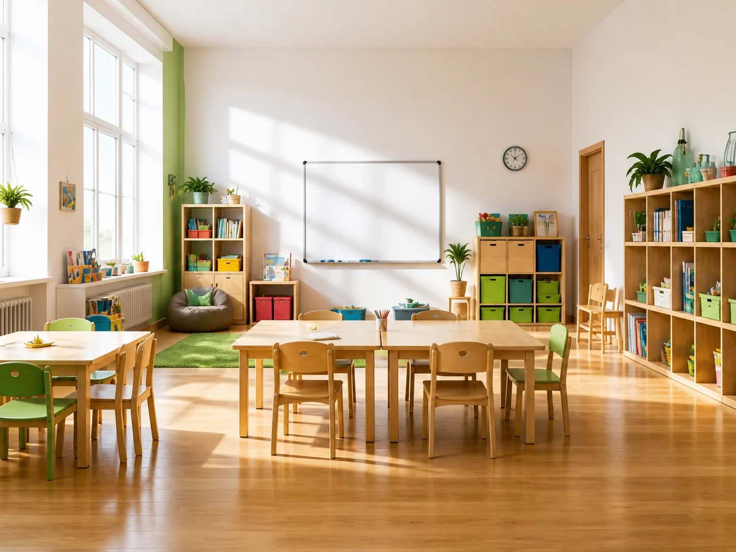 Sală de clasă luminoasă pregătită pentru o nouă unitate